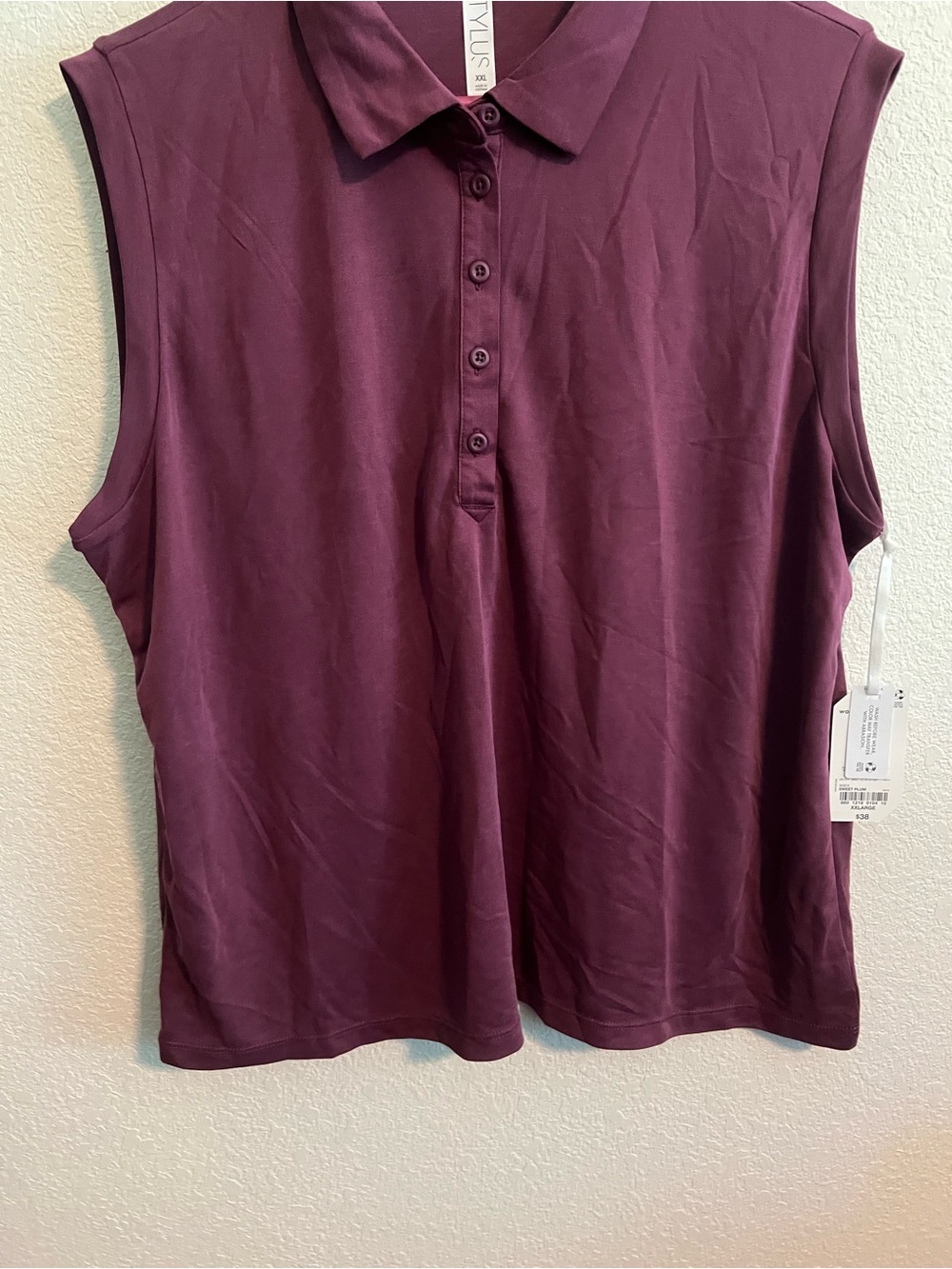 NWT STYLUS Sleeveless Polo Tank Top XXL - Picture 3 of 7
